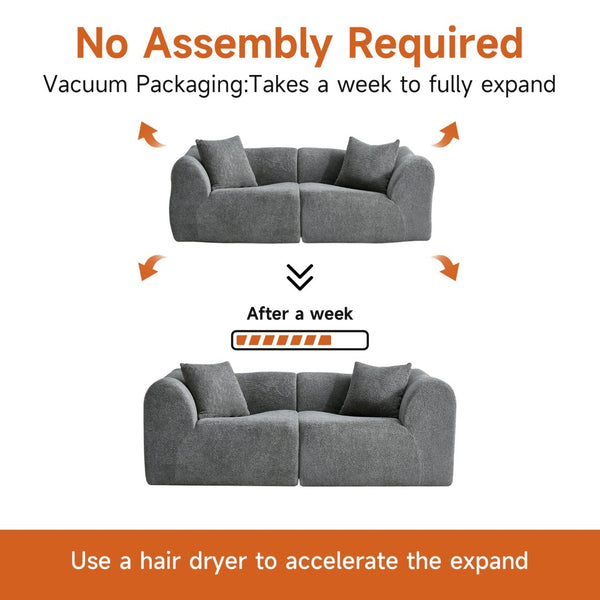 English Elm Modern Velvet Two Seat Loveseat with Pillows Compact Upholstered Sofa for Apartment Gray W1765P349641