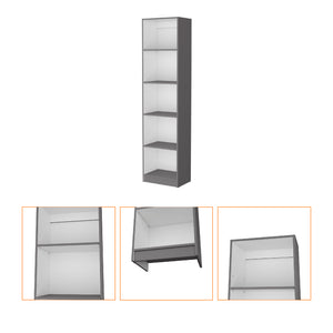 English Elm Sutton Slim 5-Shelf Bookcase in Matt Gray/White — Space-Saving Modern Storage, 71.1"H x 17.7"W x 11.7"D B128P176170