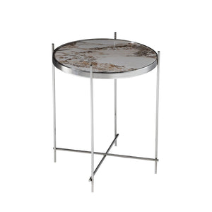 Pasargad Home Luxe Glass & Steel End Table - Chic Contemporary Design For Modern Living Spaces Multi Glass & Steel Jj-1061b