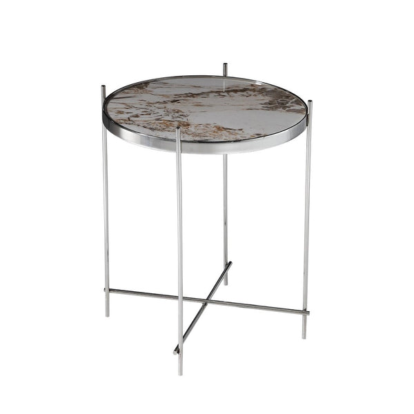 Pasargad Home Luxe Glass & Steel End Table - Chic Contemporary Design For Modern Living Spaces Multi Glass & Steel Jj-1061b