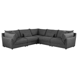 English Elm Tomasina Black 5-Piece Modular Sectional Sofa - Stylish, Comfortable Design For Modern Living Spaces B062S01132-GIGA