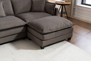 English Elm Modern Chenille Sectional Sofa Modular Sleeper with Ottoman Chaise and Waist Pillows Antique Grey W2530S00021