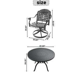 English Elm 5-Piece All-Weather Cast Aluminum Dining Set With Swivel Chairs & Round Table For Stylish Outdoor Fun W1710S00444