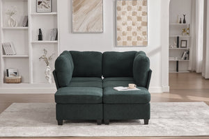English Elm UNITED Modular 6-Seat Sectional Sofa with Removable Ottoman, Storage Compartments, Convertible Comfort Emerald W1568S00244