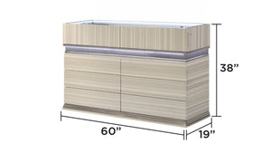 English Elm Leonor Queen Bedroom Set with Led Lighting Gray Wood Five Piece Modern Suite B009S02304