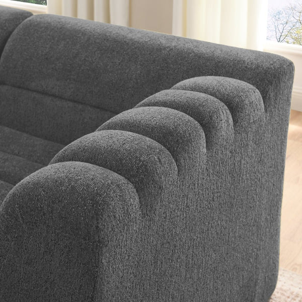 English Elm 106" Modular L-shaped Sectional Chenille Sofa Sculptural Low Profile Living Room Couch Dark Grey W1413S00124
