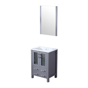 English Elm Dark Grey Bath Vanity Set With White Ceramic Top, Mirror & Smart Storage For Compact Spaces B2731S00720