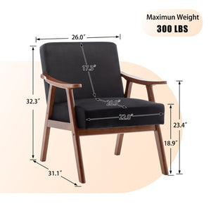 English Elm Mid-century Modern Wingback Accent Chair Solid Rubberwood Frame Tech Cloth Upholstery W2200P151518