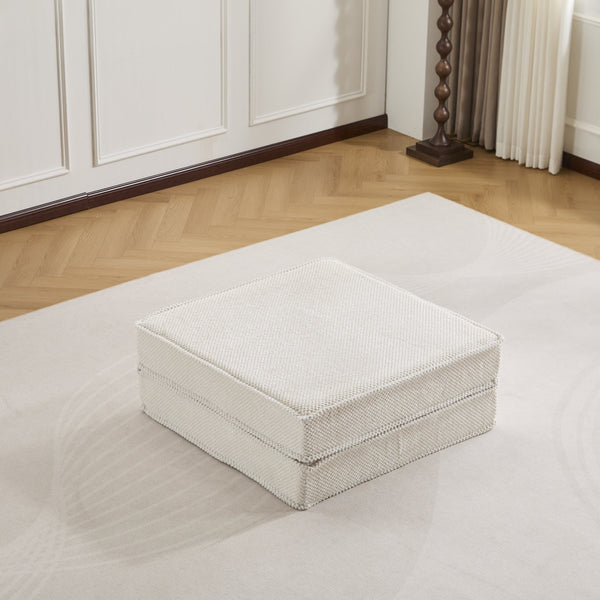 English Elm Compression Mahjong Sofa Convertible Floor Bed Modular Boneless Sectional with Ottoman, White Circle Fleece Comfort and Memory Foam Support W3723P377149