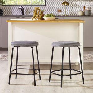 English Elm Walker Edison - Modern Counter Stool Set of 2 with Upholstered Foam Seats, Powder-Coated Steel, Stable Levelers Charcoal grey 30.75 L x 21.75 W x 5.75 H B185P168931