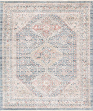 Unique Loom Noble Elizabeth Machine Made Medallion Rug Blue, Beige/Ivory/Gray/Red/Pink 8' 0" x 10' 0"