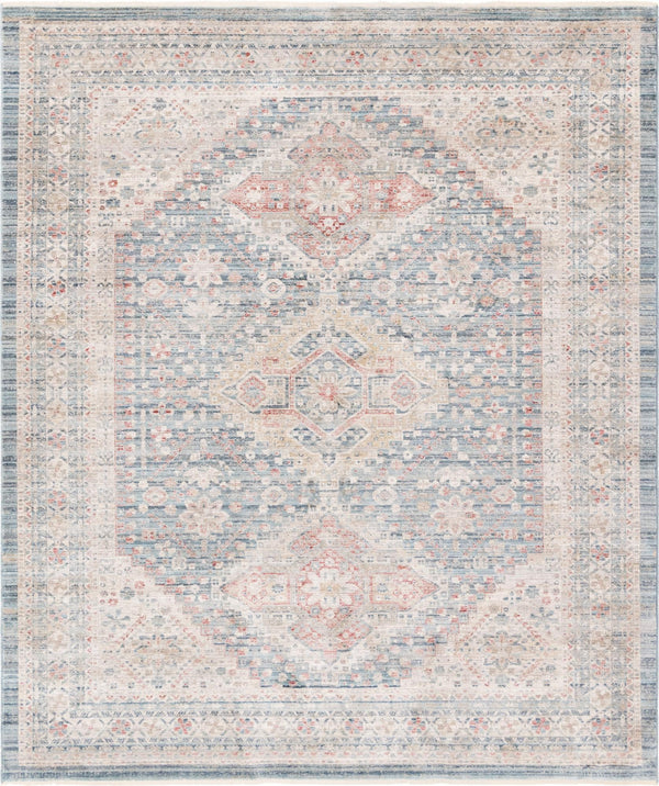 Unique Loom Noble Elizabeth Machine Made Medallion Rug Blue, Beige/Ivory/Gray/Red/Pink 8' 0" x 10' 0"