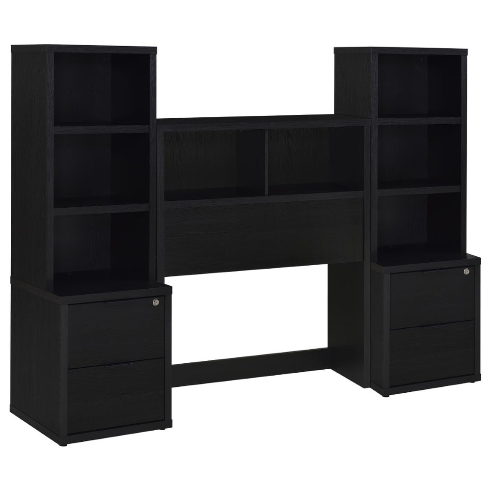 English Elm Geary Twin Bookcase Headboard Set with Nightstands Usb Charging Matte Finish Black B062S01695