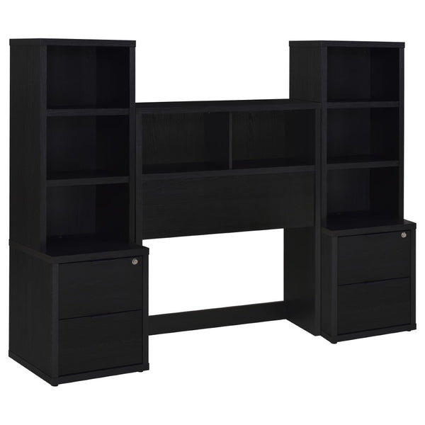 English Elm Geary Twin Bookcase Headboard Set with Nightstands Usb Charging Matte Finish Black B062S01695