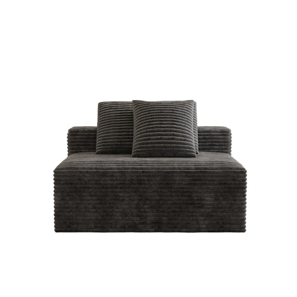English Elm Wi-009a-grey-2u Reversible Chaise Sectional Corduroy Upholstered Modular Sofa for Living Rooms W3819P435437