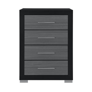 English Elm ELSA Two-Toned Chest of Drawers with Bar Handles, Solid Wood & MDF, Spacious Storage, Block Legs Black 34.33 L x 18.82 W x 49.65 H B201P347329