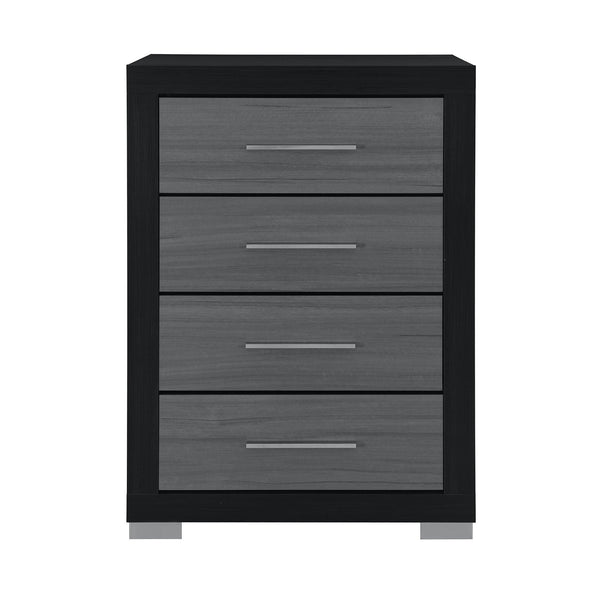 English Elm ELSA Two-Toned Chest of Drawers with Bar Handles, Solid Wood & MDF, Spacious Storage, Block Legs Black 34.33 L x 18.82 W x 49.65 H B201P347329