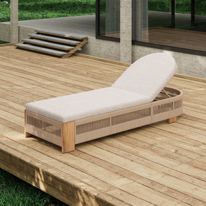English Elm Christopher Knight Home® - Outdoor Chaise Lounge Chair, Acacia Wood With Adjustable Backrest & Waterproof Cushion For Relaxation N770P298695B_N770P298696B