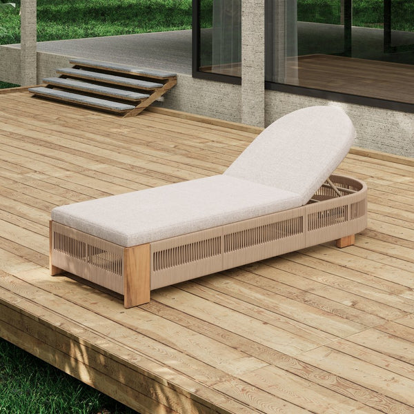 English Elm Christopher Knight Home® - Outdoor Chaise Lounge Chair, Acacia Wood With Adjustable Backrest & Waterproof Cushion For Relaxation N770P298695B_N770P298696B