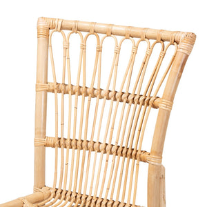 English Elm Modern Rattan Dining Chair with Curved Open Back and Sculptural Crisscross Base B2750P470044