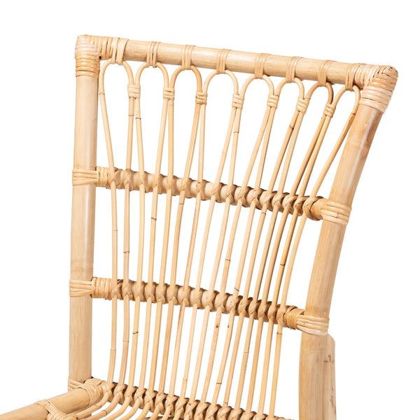 English Elm Modern Rattan Dining Chair with Curved Open Back and Sculptural Crisscross Base B2750P470044
