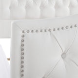 English Elm Marcella Upholstered Shelter Headboard Bed Set, Queen, Bright White Polyester