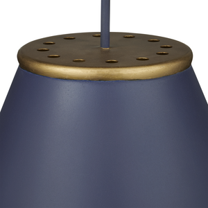 Pierrepont Blue Pendant Light - Wrought Iron Fixture with Gold Leaf Interior for Modern Elegance