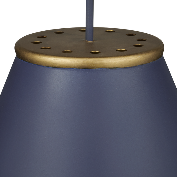 Pierrepont Blue Pendant Light - Wrought Iron Fixture with Gold Leaf Interior for Modern Elegance