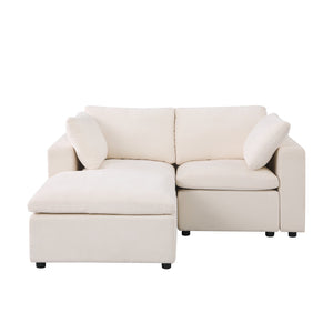 English Elm 68.5" Modular Loveseat Sofa With Ottoman - Versatile Chenille Couch For Small Spaces & Apartments W1123S00043