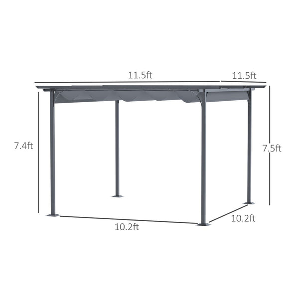 English Elm Outsunny 11.5' X 11.5' Retractable Pergola Canopy - Durable Uv Protection For Patios & Gardens W2225P174284-GIGA