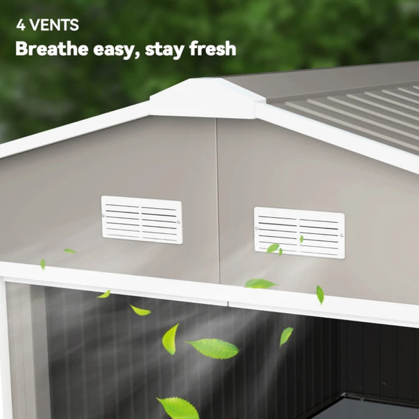 English Elm Durable Galvanized Steel Outdoor Storage Shed with Lockable Doors and Weather Resistance T3971S00224
