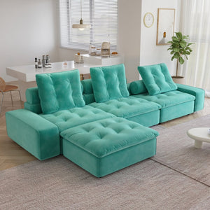 English Elm Sky Cloud Deluxe Adjustable Sectional Sofa - Cozy Velvet L-Shaped Design, Pet-Friendly & Versatile 4-Seater B341S00026-GIGA