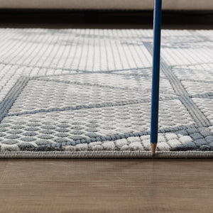 English Elm Geometrix Gray And Ivory 5'3" X 7'3" Area Rug - Durable, Stylish For High-Traffic Spaces, Pet-Friendly B186P316823