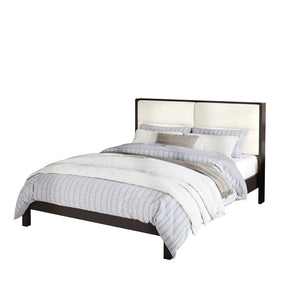 English Elm Solid Wood Queen Platform Bed Velvet Tufted Headboard Architectural Slat Design Black N7090000742B