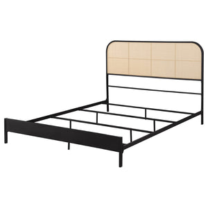 English Elm Kenneth Queen Bed Woven Rattan Headboard Steel Frame Coastal Boho Bedroom Accent B062P440084