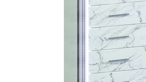 English Elm Desire White Chest with Marble-Pattern Drawers, LED Side Lighting & Metallic Trim, 5 Spacious Drawers G150109087