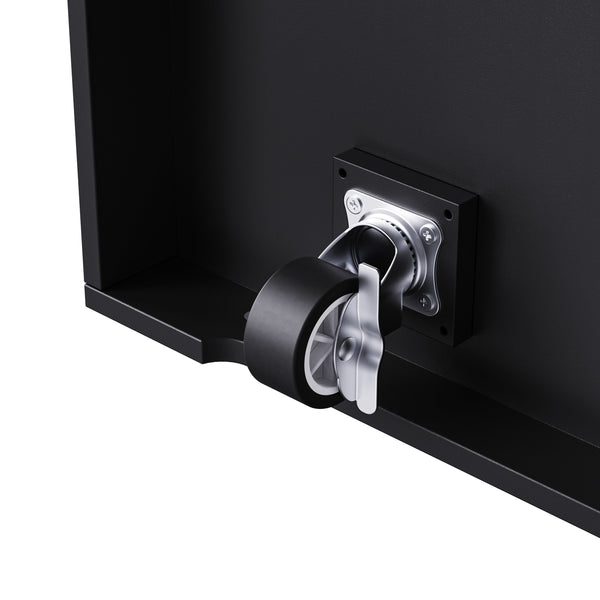 English Elm K&K 48in Kitchen Island Set with 2 Stools, Built-In Power Station, Drop Leaf & Ample Storage Space Black N707S000015B