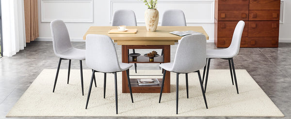 English Elm Expandable Dining Set with Pu Leather Chairs Modern Mdf Table Seats up to Eight Black,Light Gray,Walnut,Wood W1151S04676