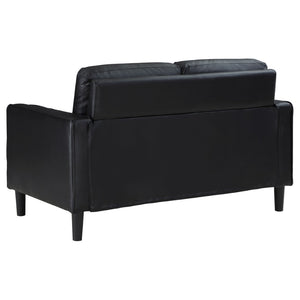 English Elm Weld Black Faux Leather Sofa Loveseat and Chair Set Mid-century Modern Living Room B062S01658