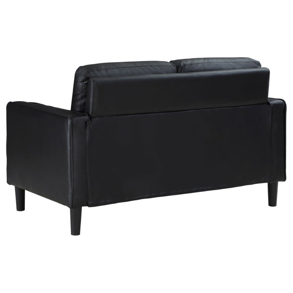 English Elm Weld Black Faux Leather Sofa Loveseat and Chair Set Mid-century Modern Living Room B062S01658