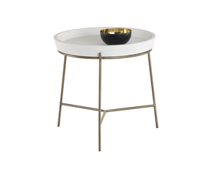 Sunpan REMY End Table - Antique Brass Frame with White Concrete Top for Modern and Transitional Spaces 103332