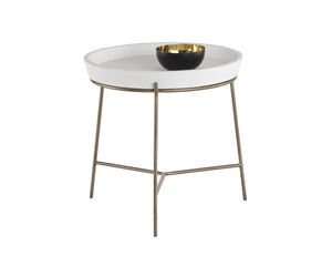 Sunpan Remy End Table - Unique Concrete Top and Antique Brass Frame for Stylish Home Decor and Functionality Antique Brass / White
