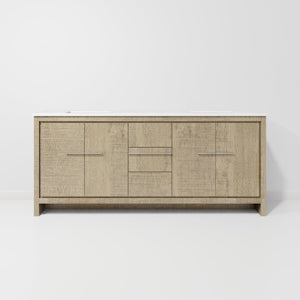 English Elm Rustic Acacia Double Bath Vanity 80" W X 20" D, Cultured Marble Top, Ample Storage & Soft-Close Design B2731P259558-GIGA