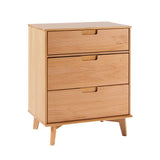 3-Drawer Groove Handle Solid Wood Dresser Natural Pine BR3DSLDRNP-T Walker Edison