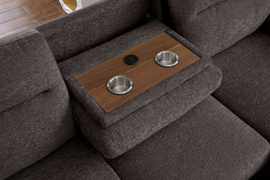 English Elm Kipling Chenille Sleeper Sectional with Storage Chaise and Usb Console Charging Brown B061S00959