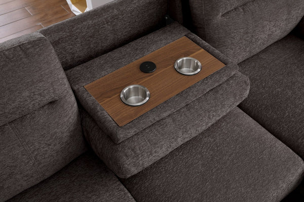 English Elm Kipling Chenille Sleeper Sectional with Storage Chaise and Usb Console Charging Brown B061S00959