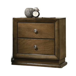 English Elm Walnut Transitional Nightstand 23.5"W x15"D x23"H – Engineered Wood, Dovetail Drawers, Zinc Bronze Knob B2741P326707