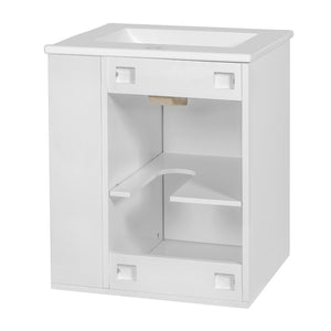 English Elm 20" Floating Bathroom Vanity with Ceramic Sink Soft Close Door and Open Side Shelf N710P332061K