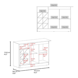 English Elm Kronos Two-tone Oak Kitchen Island with Bottle Rack Open Shelving and Cabinet Storage B062S01874