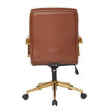 OSP Home Furnishings Baldwin Mid-Back Faux Leather Chair Saddle